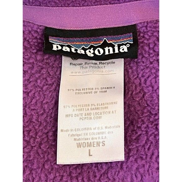 PATAGONIA Purple R2 Fuzzy Fleece Jacket Full Zip Polartec Thermal Pro Women's L - Picture 7 of 9